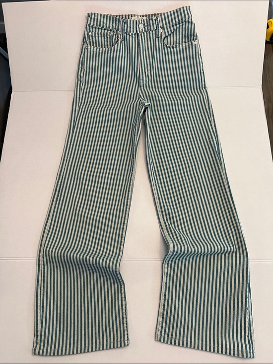 Denim - FREE PEOPLE WE THE FREE ASTORIA HIGH RISE BLUE /WHITE STRIPED WIDE LEG JEANS 27